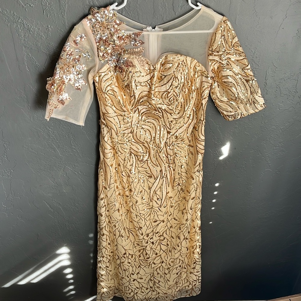 Rong Jing Gold sequined Floor Length Dress